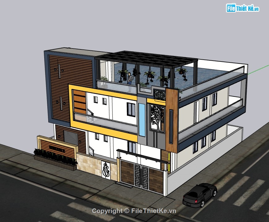 biệt thự 2 tầng,su biệt thự,sketchup biệt thự 2 tầng