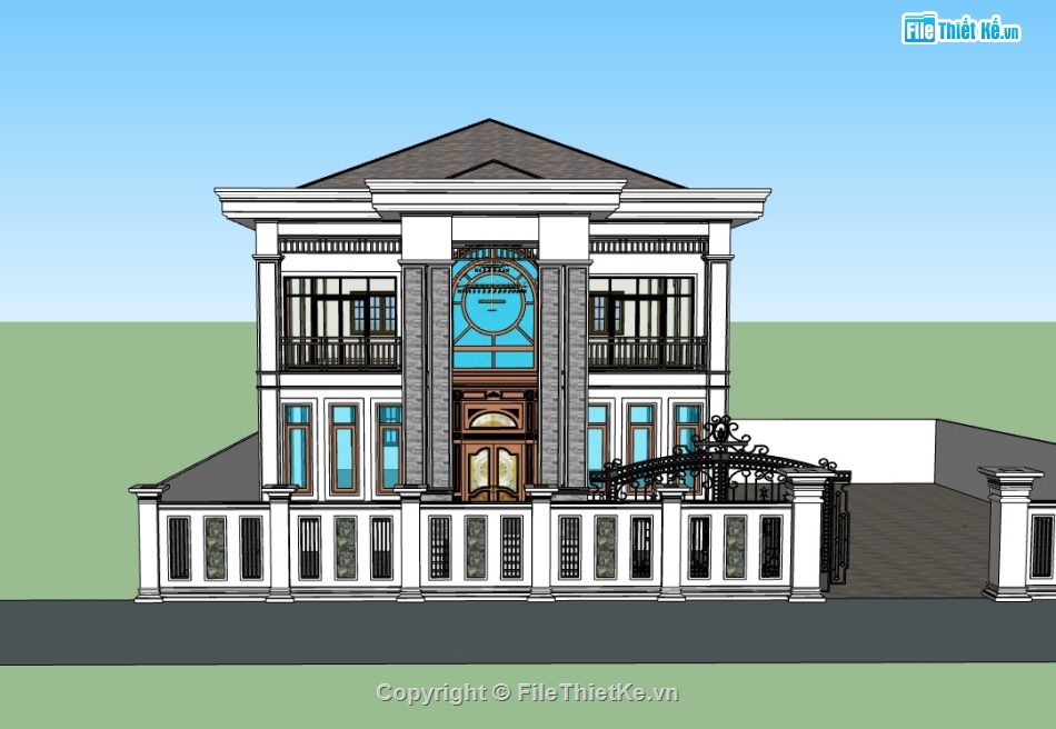 biệt thự 2 tầng,su biệt thự,sketchup biệt thự,su biệt thự 2 tầng