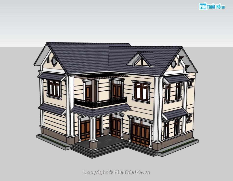 biệt thự 2 tầng,su biệt thự,sketchup biệt thự,Model su biệt thự 2 tầng
