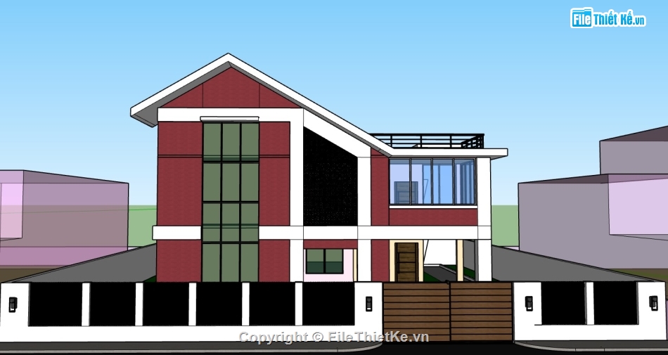 su biệt thự,sketchup biệt thự,su biệt thự 2 tầng,sketchup biệt thự 2 tầng