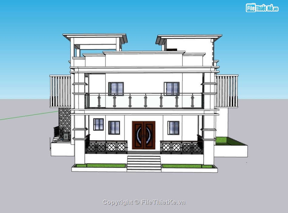 su biệt thự,sketchup biệt thự 2 tầng,su biệt thự 2 tầng,sketchup biệt thự