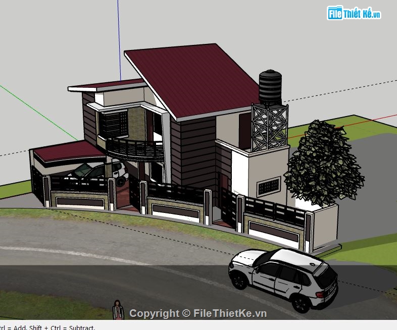 Biệt thự 2 tầng,model su biệt thự 2 tầng,mẫu biệt thự 2 tầng sketchup