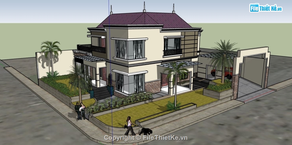 su biệt thự,sketchup biệt thự,model su biệt thự