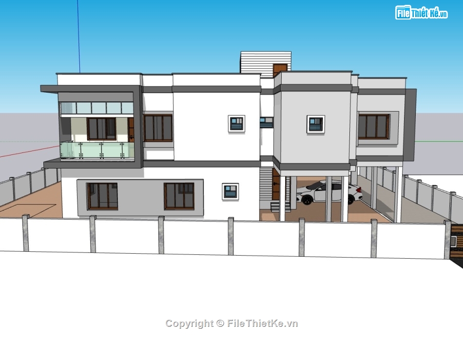 biệt thự 2 tầng,su biệt thự 2 tầng,sketchup biệt thự 2 tầng,su biệt thự