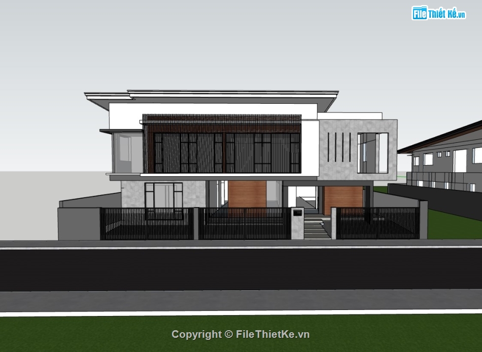 biệt thự 2 tầng,su biệt thự,sketchup biệt thự,su biệt thự 2 tầng