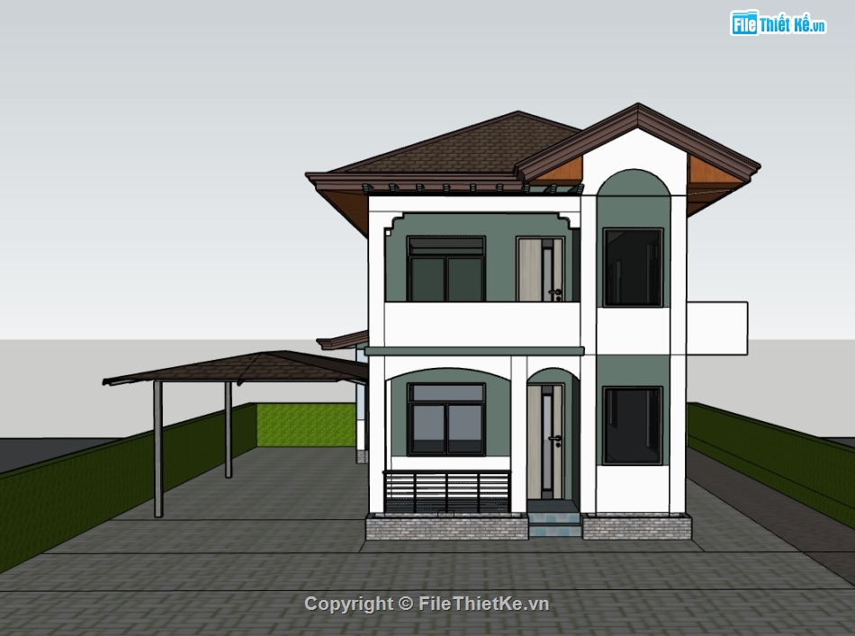 biệt thự 2 tầng,su biệt thự,sketchup biệt thự,su biệt thự 2 tầng