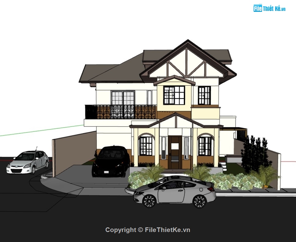 biệt thự 2 tầng,su biệt thự,sketchup biệt thự,su biệt thự 2 tầng