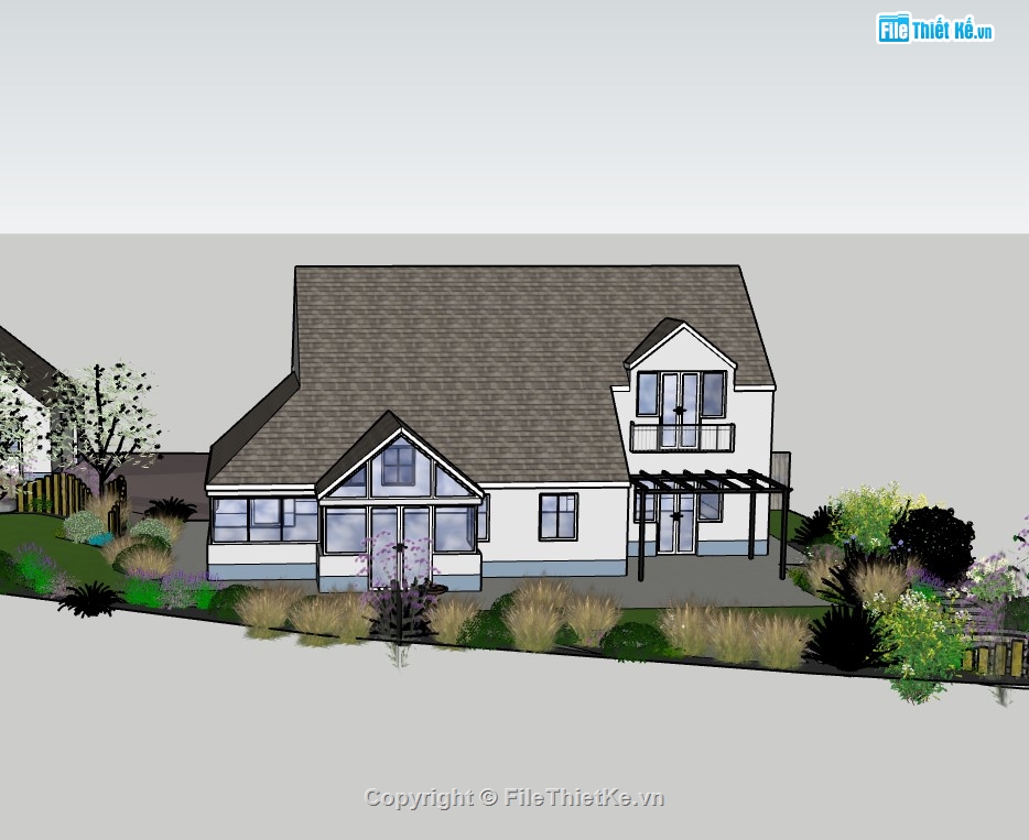 biệt thự 2 tầng,su biệt thự,sketchup biệt thự,su biệt thự 2 tầng
