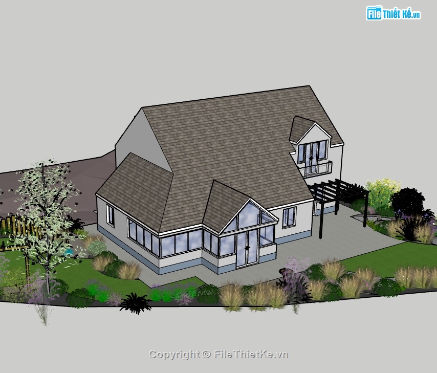 biệt thự 2 tầng,su biệt thự,sketchup biệt thự,su biệt thự 2 tầng