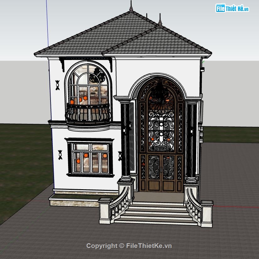 biệt thự 2 tầng,model su biệt thự 2 tầng,file su biệt thự 2 tầng,sketchup biệt thự 2 tầng