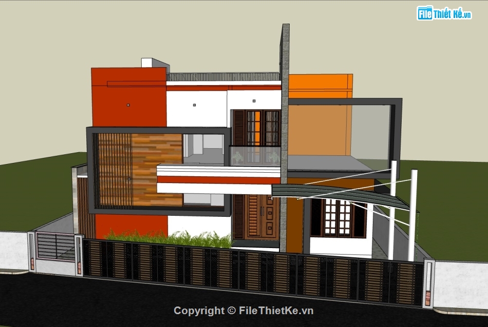 biệt thự 2 tầng,su biệt thự,sketchup biệt thự,su biệt thự 2 tầng