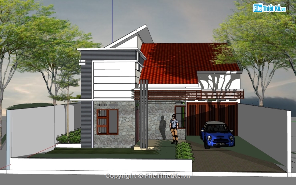 su biệt thự,sketchup biệt thự,su biệt thự 2 tầng,sketchup biệt thự 2 tầng