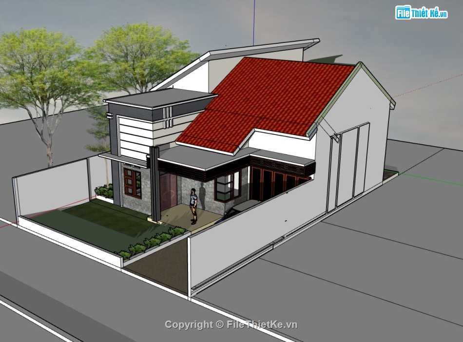 su biệt thự,sketchup biệt thự,su biệt thự 2 tầng,sketchup biệt thự 2 tầng