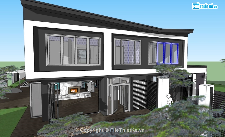 biệt thự sketchup,sketchup biệt thự,Model sketchup biệt thự,sketchup biệt thự 2 tầng,Model su biệt thự 2 tầng