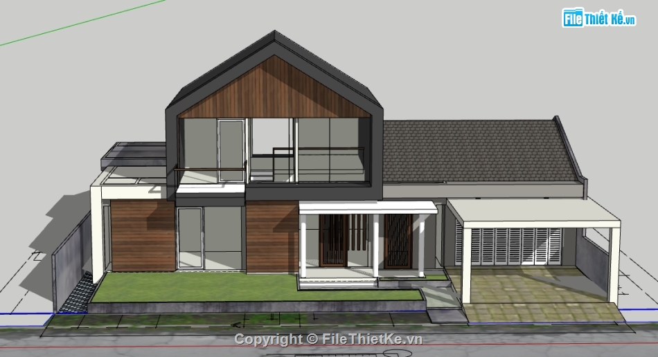 Model su biệt thự 2 tầng,file sketchup biệt thự 2 tầng,dựng 3d su nhà biệt thự 2 tầng