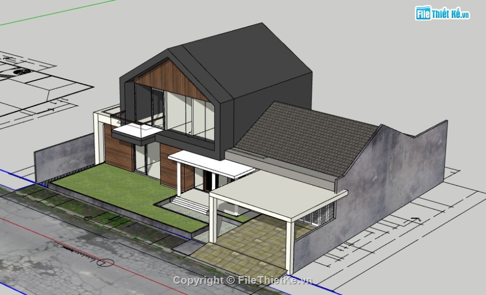 Model su biệt thự 2 tầng,file sketchup biệt thự 2 tầng,dựng 3d su nhà biệt thự 2 tầng