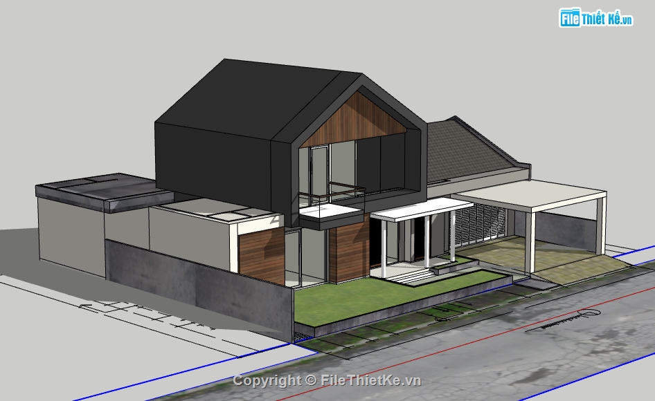 Model su biệt thự 2 tầng,file sketchup biệt thự 2 tầng,dựng 3d su nhà biệt thự 2 tầng