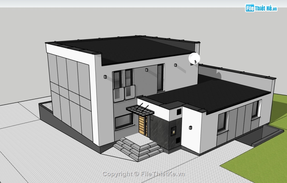 su biệt thự,sketchup biệt thự,su biệt thự 2 tầng