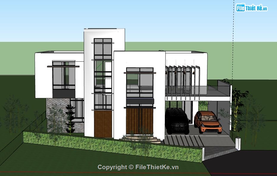 biệt thự 2 tầng,sketchup biệt thự 2 tầng,file su biệt thự 2 tầng