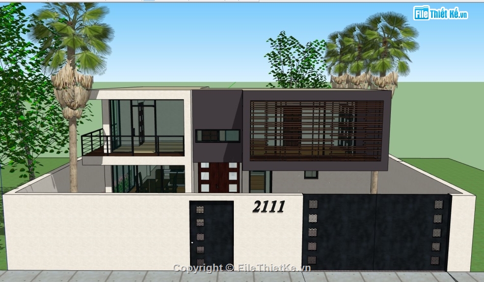 biệt thự 2 tầng,file su biệt thự 2 tầng,mẫu biệt thự 2 tầng,sketchup biệt thự 2 tầng