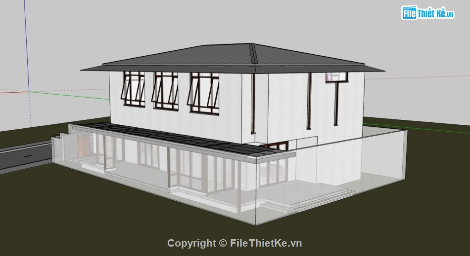 biệt thự hiện đại,biệt thự 2 tầng,su biệt thự,sketchup biệt thự