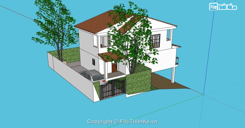 biệt thự 2 tầng,biệt thự 2 tầng nông thôn,Model su biệt thự 2 tầng