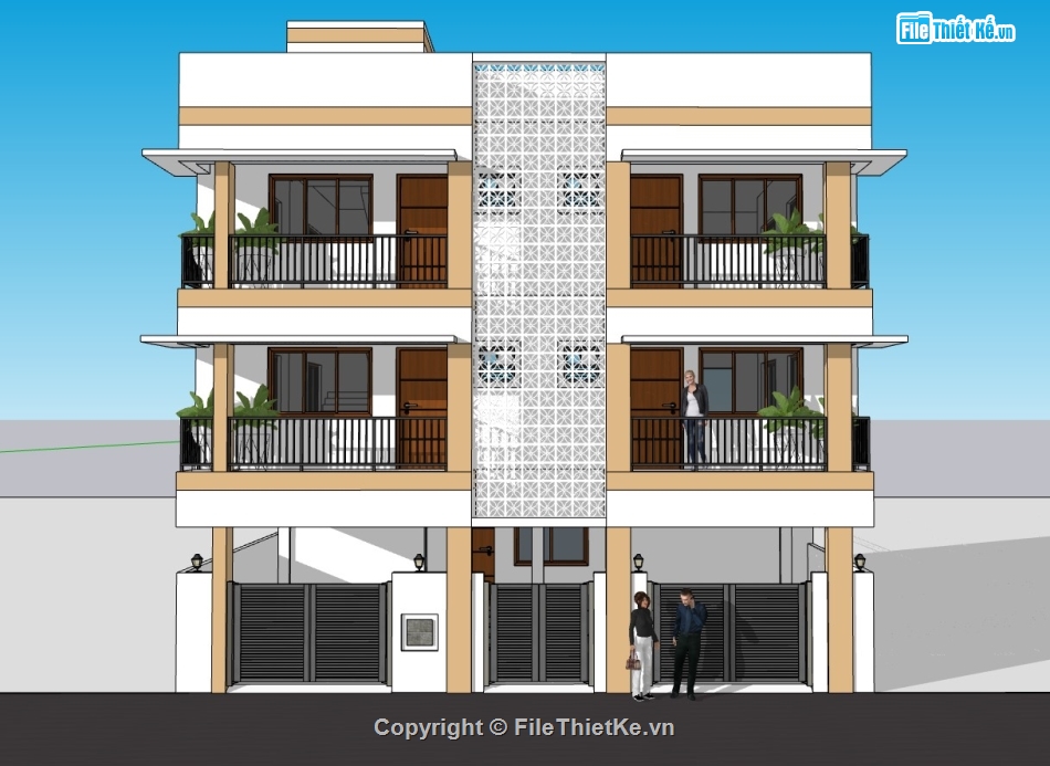 biệt thự 3 tầng,su biệt thự,sketchup biệt thự,su biệt thự 3 tầng