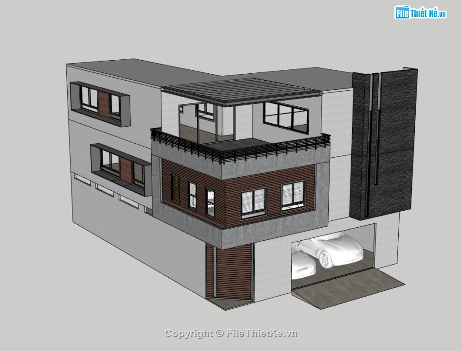 biệt thự 3 tầng,biệt thự  3 tầng,su biệt thự 3 tầng,sketchup biệt thự 3 tầng