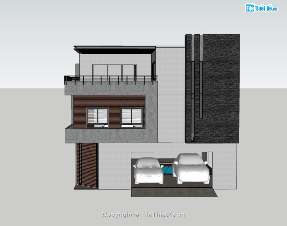 biệt thự 3 tầng,biệt thự  3 tầng,su biệt thự 3 tầng,sketchup biệt thự 3 tầng