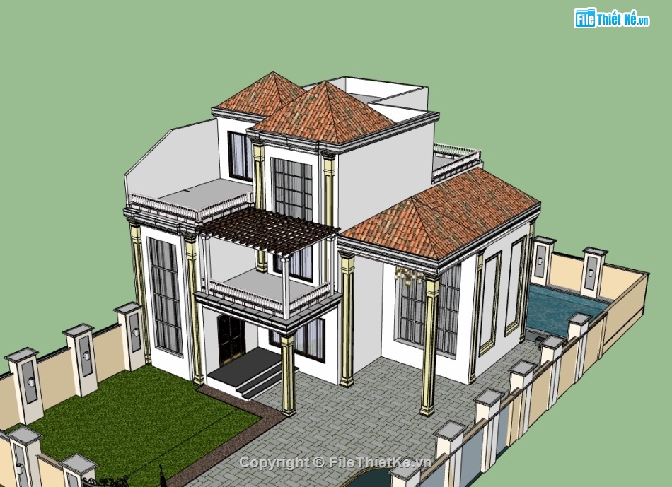 biệt thự 3 tầng,su biệt thự,sketchup biệt thự,su biệt thự 3 tầng,sketchup biệt thự 3 tầng