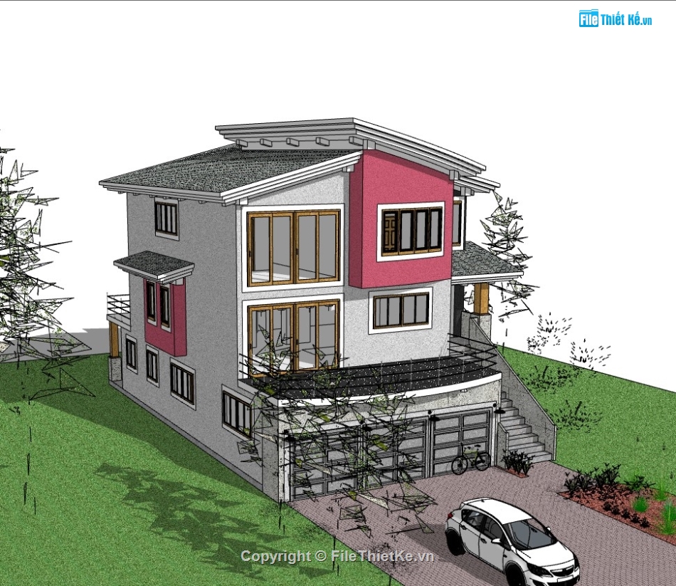 biệt thự 3 tầng,su biệt thự,sketchup biệt thự,su biệt thự 3 tầng