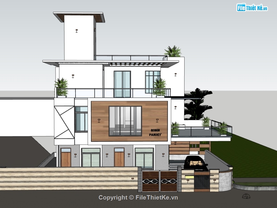 biệt thự 3 tầng,su biệt thự,sketchup biệt thự