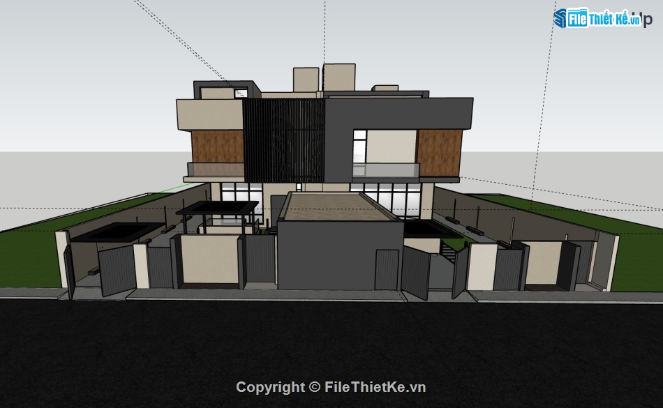 su biệt thự,sketchup biệt thự,su biệt thự 3 tầng