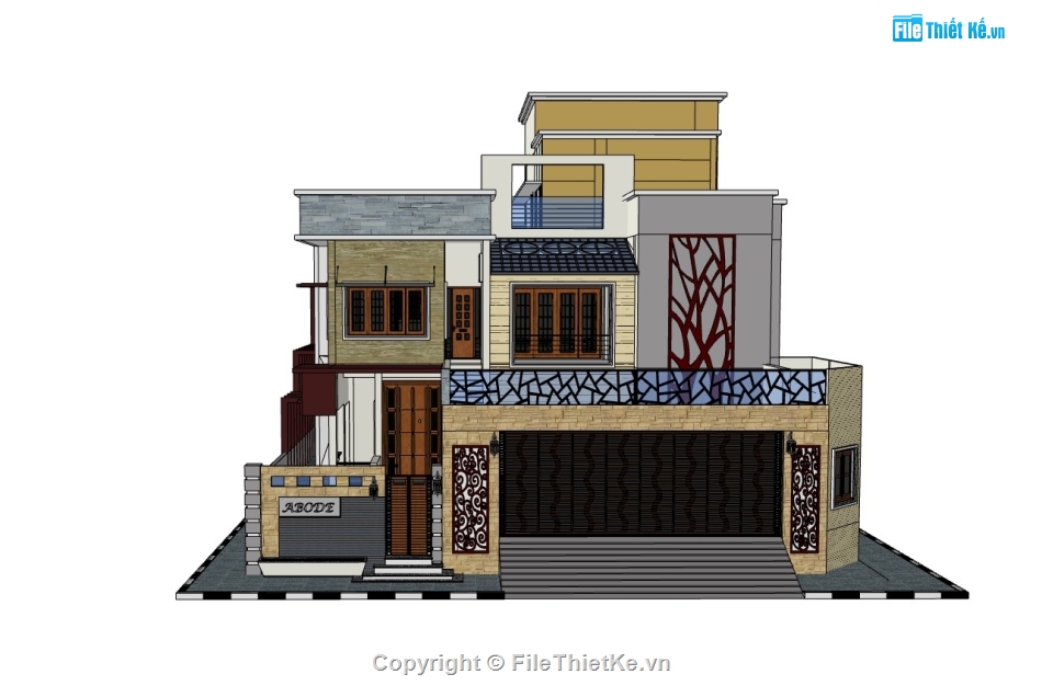 biệt thự 3 tầng,su biệt thự,sketchup biệt thự,su biệt thự 3 tầng