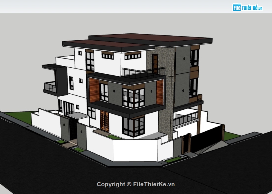 biệt thự 3 tầng,Model su biệt thự 3 tầng,su biệt thự,sketchup biệt thự