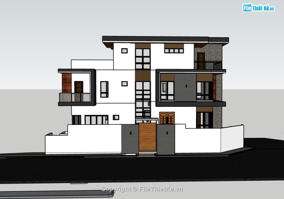 biệt thự 3 tầng,Model su biệt thự 3 tầng,su biệt thự,sketchup biệt thự