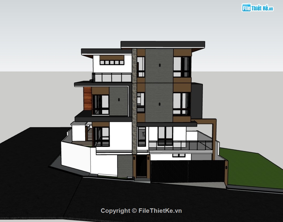 biệt thự 3 tầng,Model su biệt thự 3 tầng,su biệt thự,sketchup biệt thự