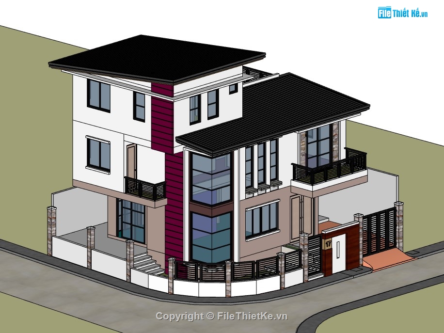 biệt thự 3 tầng,su biệt thự,sketchup biệt thự,su biệt thự 3 tầng,sketchup biệt thự 3 tầng
