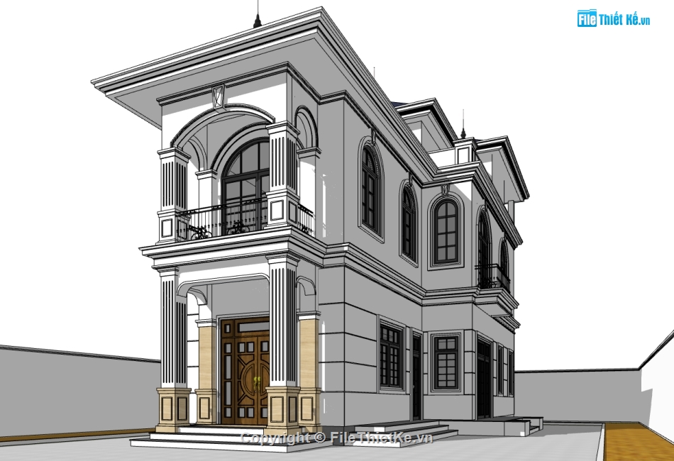 su biệt thự,sketchup biệt thự,su biệt thự 3 tầng