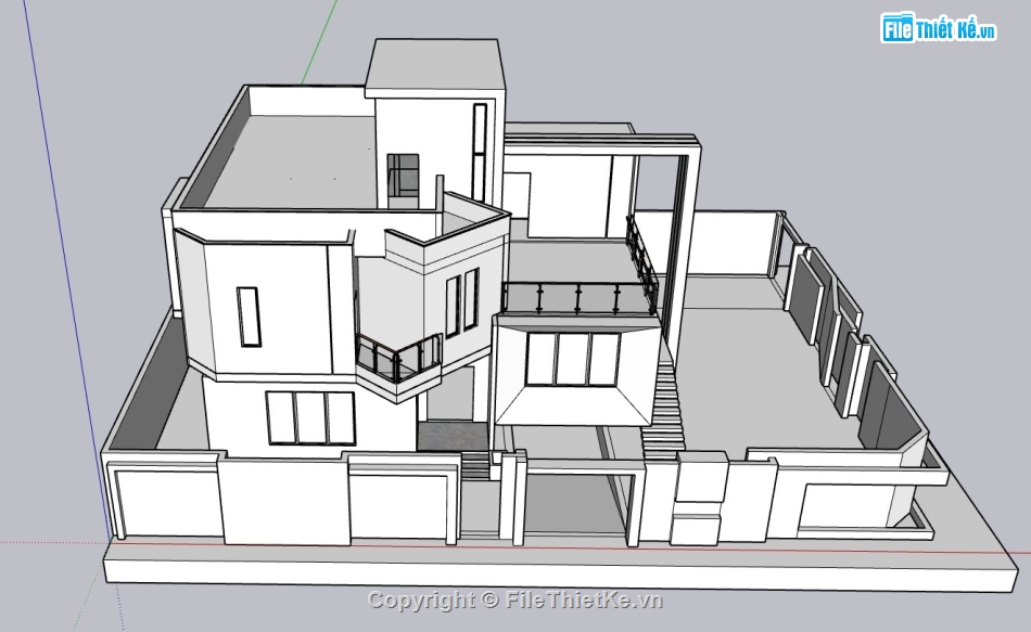 biệt thự 3 tầng,su biệt thự,sketchup biệt thự