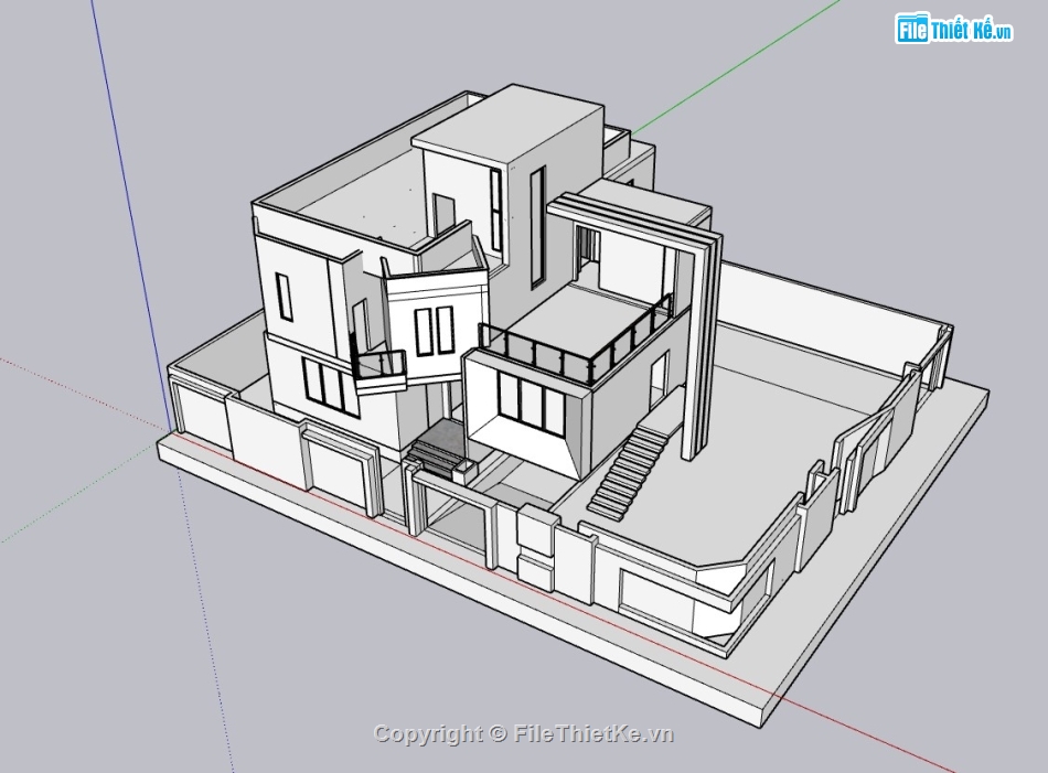 biệt thự 3 tầng,su biệt thự,sketchup biệt thự