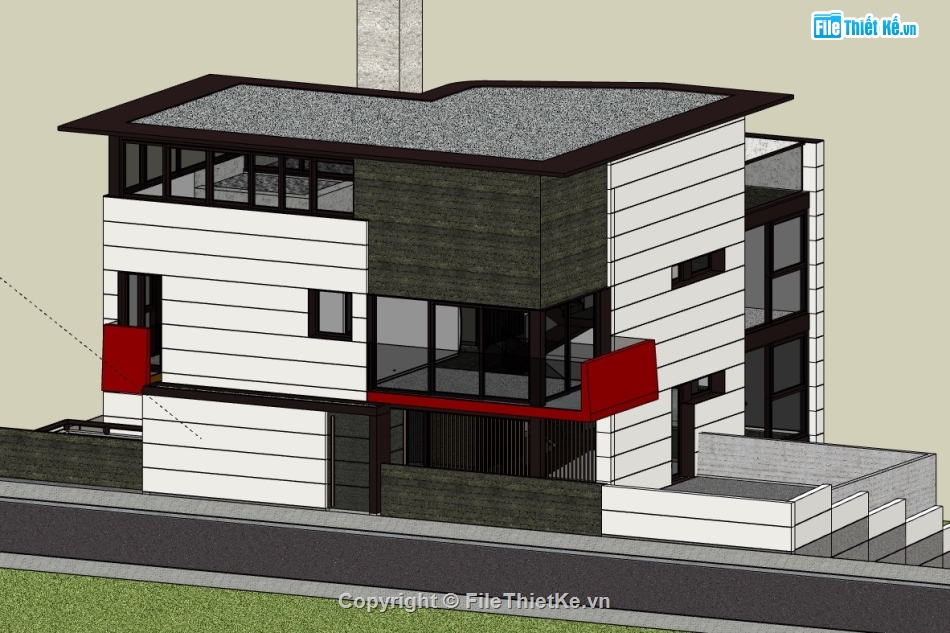 biệt thự 3 tầng,su biệt thự,sketchup biệt thự