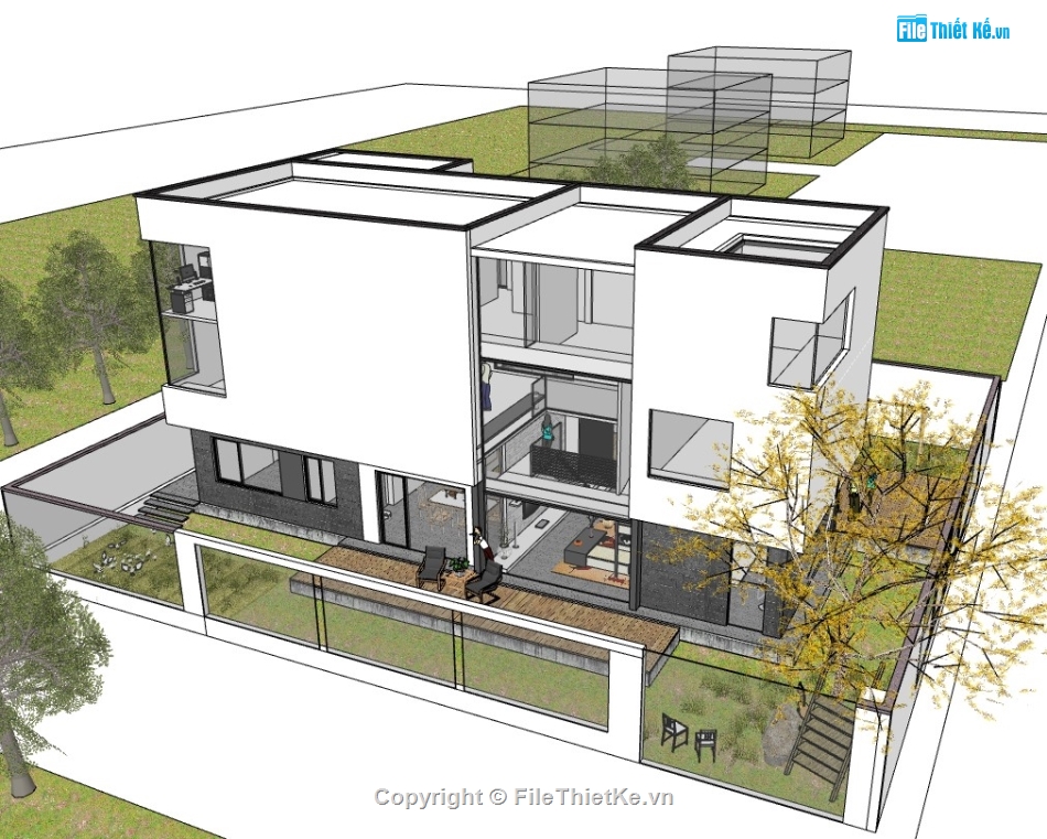 biệt thự 3 tầng,su biệt thự,sketchup biệt thự,su biệt thự 3 tầng