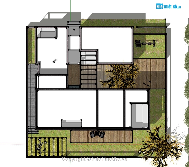 biệt thự 3 tầng,su biệt thự,sketchup biệt thự,su biệt thự 3 tầng