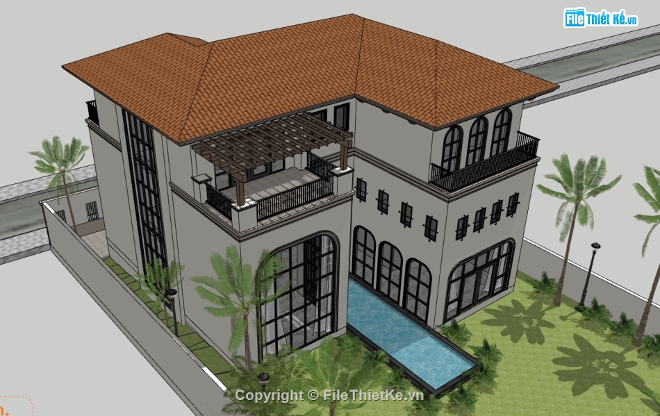 biệt thự 3 tầng,su biệt thự,sketchup biệt thự,su biệt thự 3 tầng,sketchup biệt thự 3 tầng