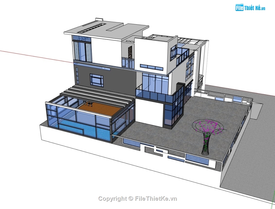 biệt thự 3 tầng,biệt thự  su,su biệt thự 3 tầng,sketchup biệt thự 3 tầng