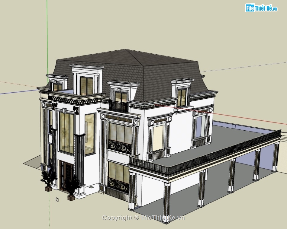 su biệt thự,biệt thự 3 tầng,su biệt thự 3 tầng,sketchup biệt thự