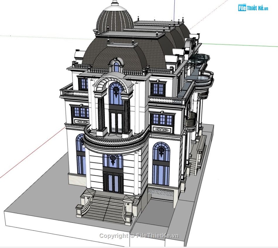 biệt thự cổ điển 3 tầng,biệt thự 3 tầng,model su biệt thự,thiết kế biệt thự