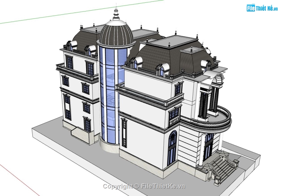 biệt thự cổ điển 3 tầng,biệt thự 3 tầng,model su biệt thự,thiết kế biệt thự
