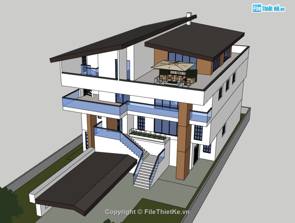 su biệt thự,sketchup biệt thự,su biệt thự 4 tầng,sketchup biệt thự 4 tầng